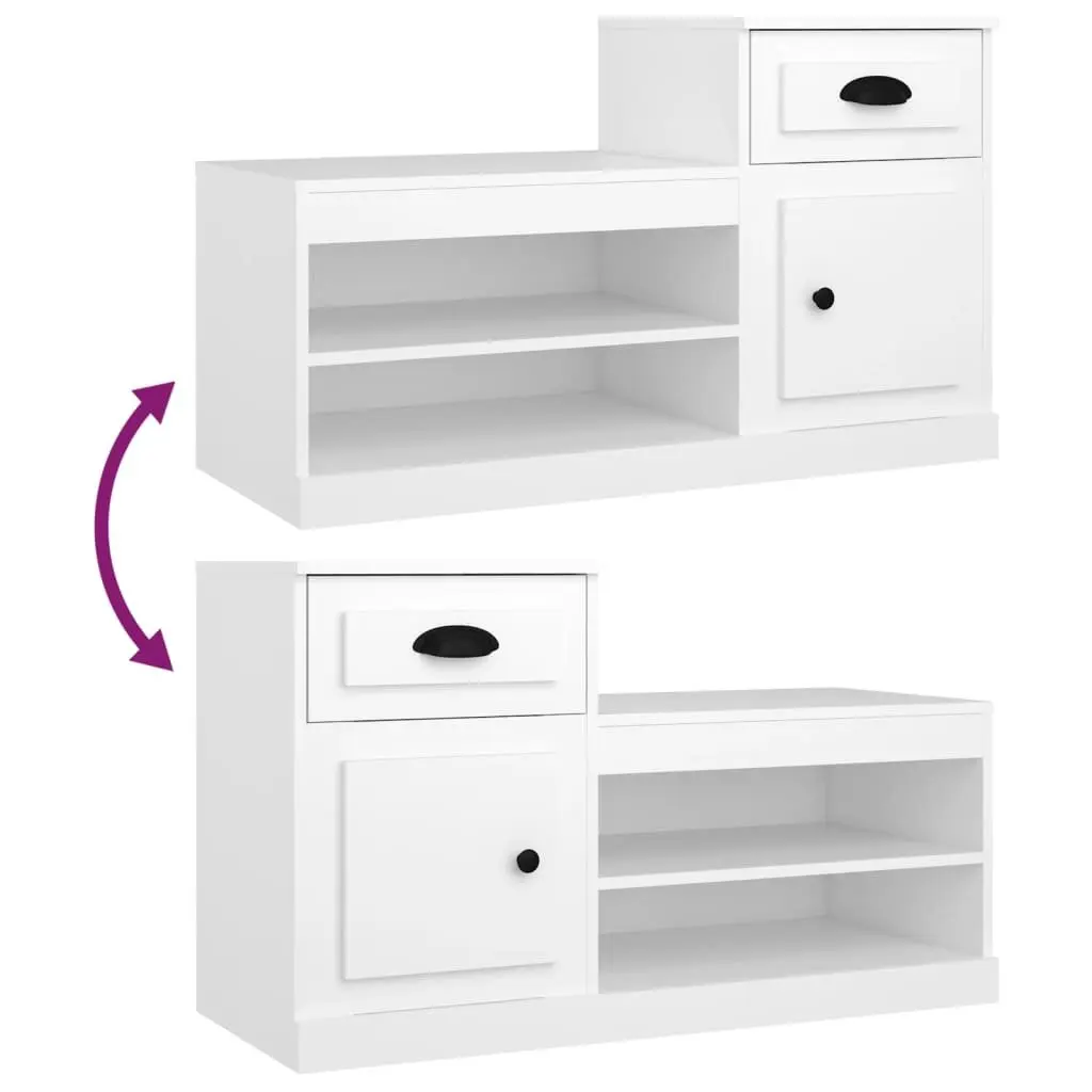 Shoe Cabinet Engineered Wood Storage Organiser Two-Tier White 100x42x60cm