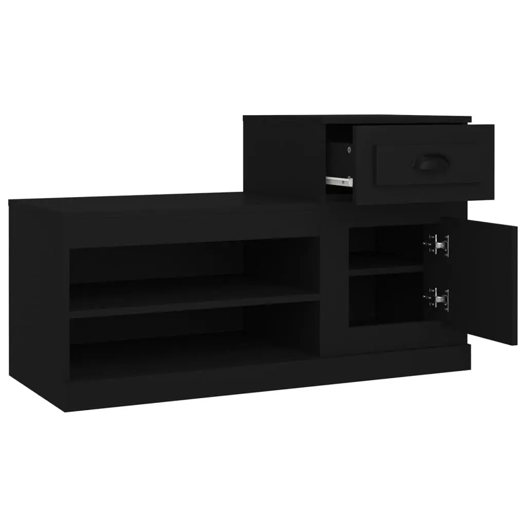 Shoe Cabinet Storage Organiser 100x42x60 cm Black Engineered Wood