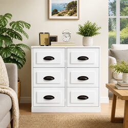 White Sideboard Storage Cabinet Engineered Wood Buffet Living Room Furniture