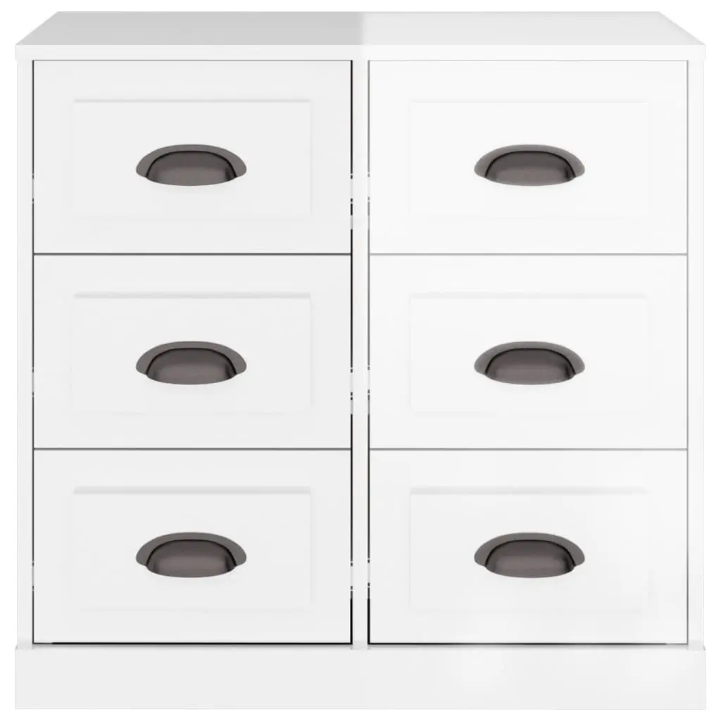 Sideboard Storage Cabinet Engineered Wood High Gloss White 70cm