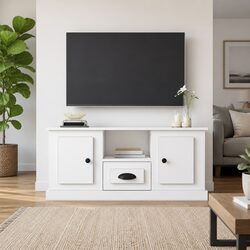 White High Gloss TV Cabinet Storage Unit Engineered Wood Modern Living Room