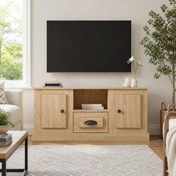 TV Cabinet Sonoma Oak Brown Engineered Wood Storage Unit 100x35.5x45cm