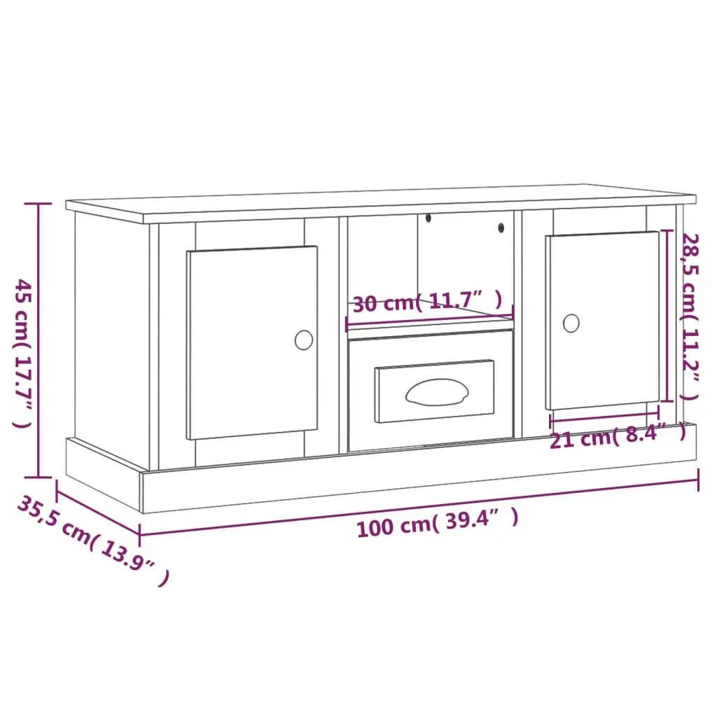 TV Cabinet Engineered Wood Storage Unit 100x35.5x45cm Brown