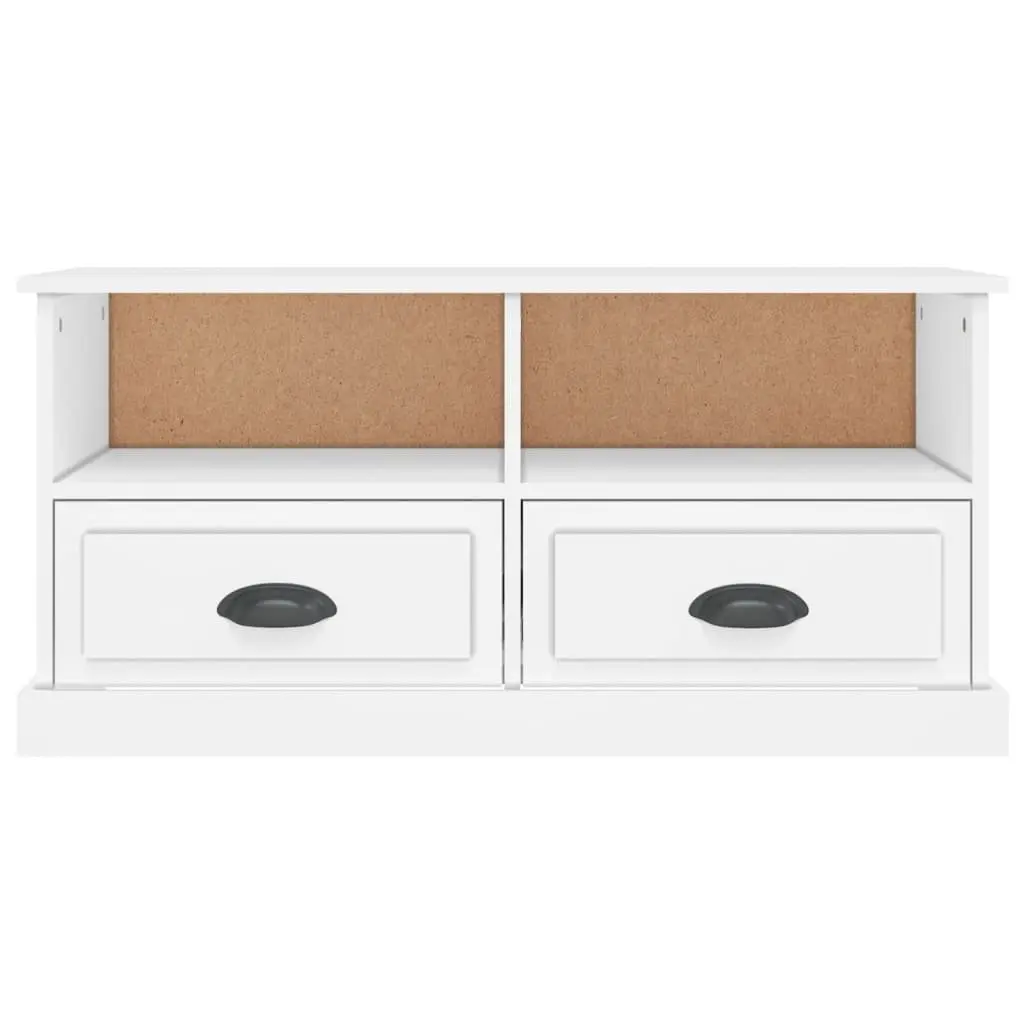 TV Cabinet White Engineered Wood Storage Unit with Drawers and Open Compartments 93 x 35.5 x 45 cm