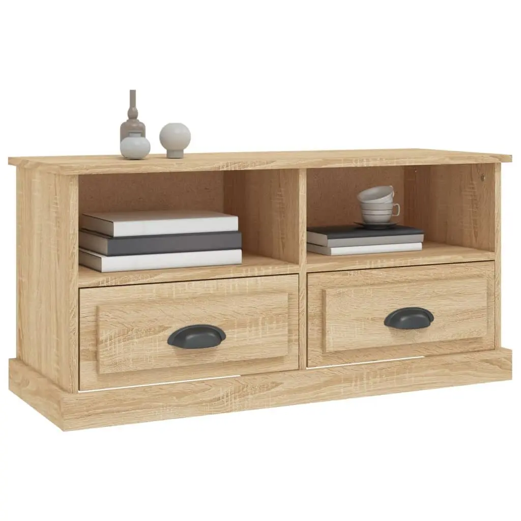 TV Cabinet Engineered Wood Storage Unit with Drawers Brown 93x35.5x45 cm