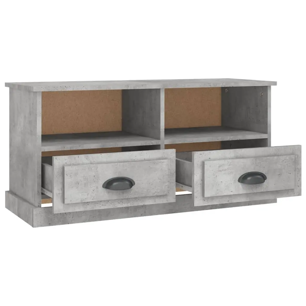 TV Cabinet Grey Engineered Wood Storage Unit with Drawers and Open Compartments