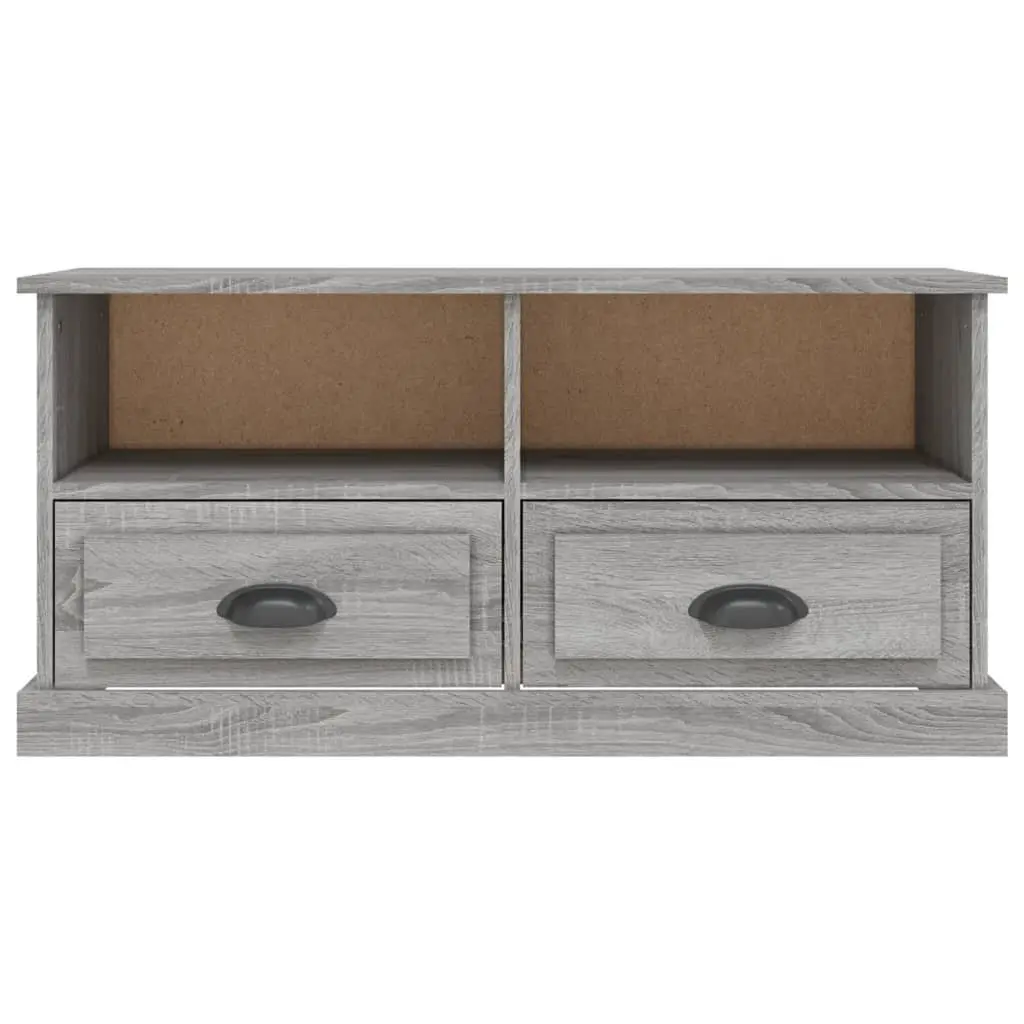 TV Cabinet Grey Sonoma Wood Storage Unit with Drawers Open Compartments