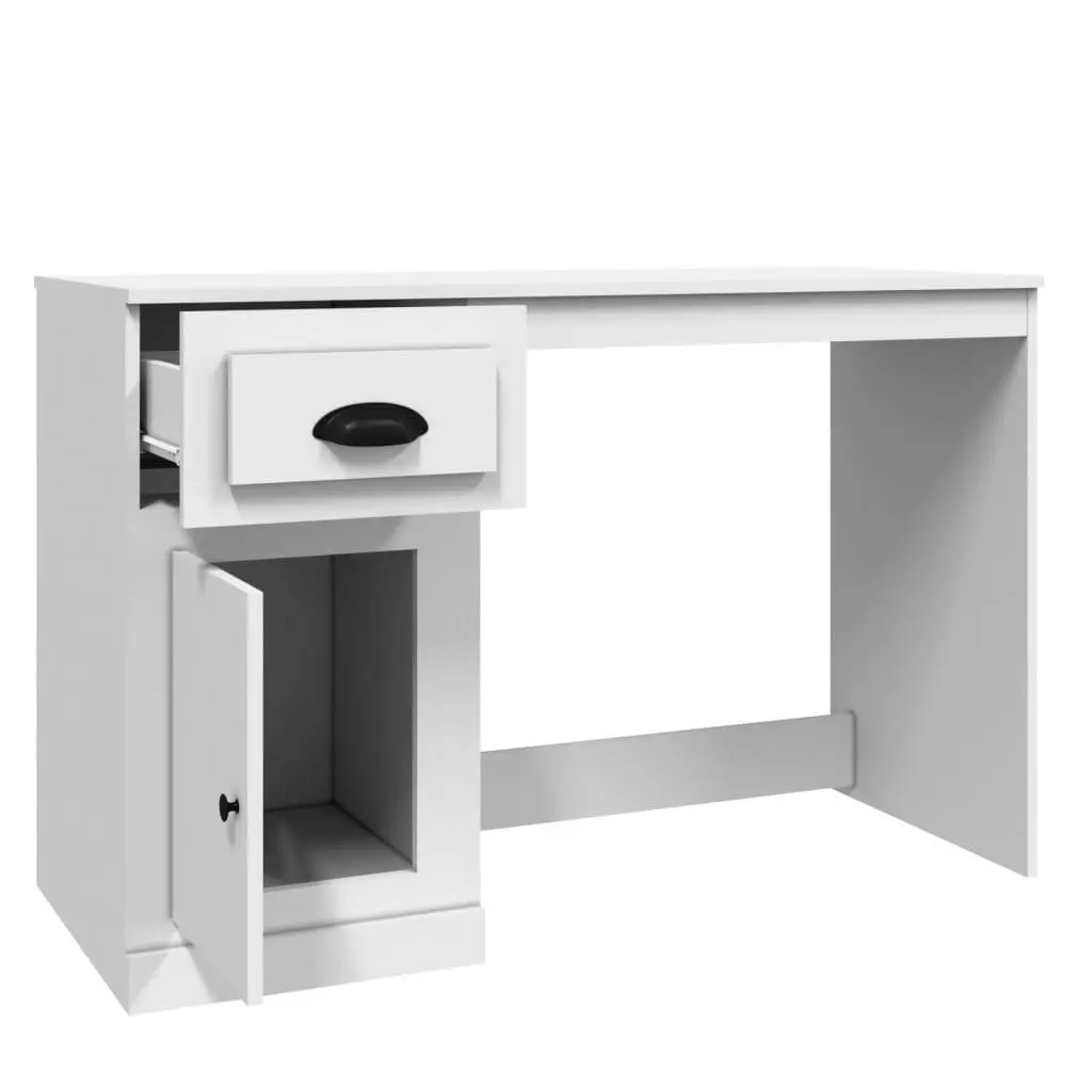 Desk with Drawer Storage Compartment Engineered Wood 115x50x75cm White