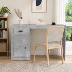 Grey Office Desk with Drawer Storage Compartment Modern Study Table 115x50x75cm