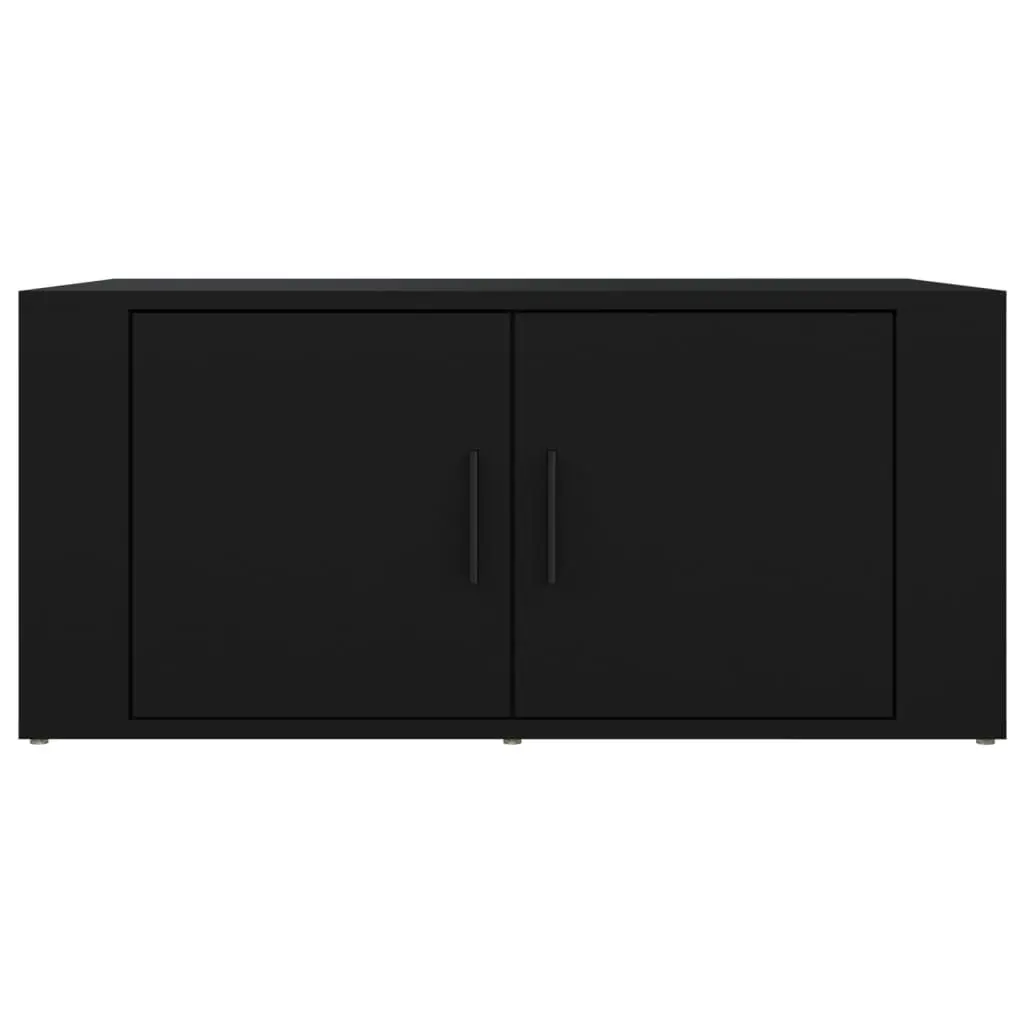 Coffee Table Black Engineered Wood Storage Compartments 80W x 50D x 36H cm