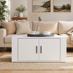 Coffee Table High Gloss White Living Room Storage Furniture with Compartments