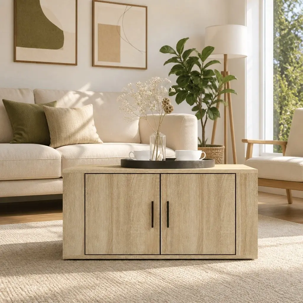 Coffee Table with Storage Compartments Brown Engineered Wood