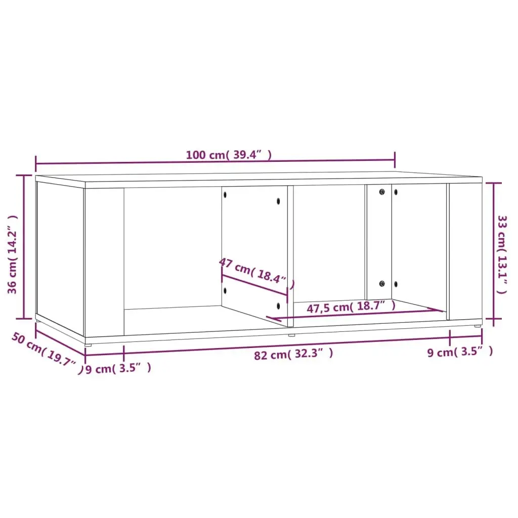 Coffee Table Modern Storage 2 Shelves Black Engineered Wood