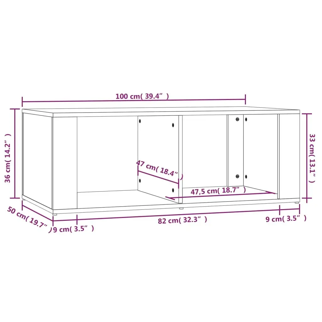 Coffee Table High Gloss White Engineered Wood with 2 Storage Shelves