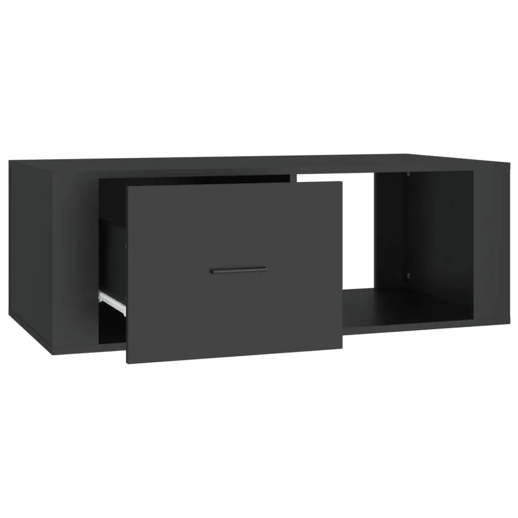 Coffee Table Black Storage Drawer Open Compartment Engineered Wood