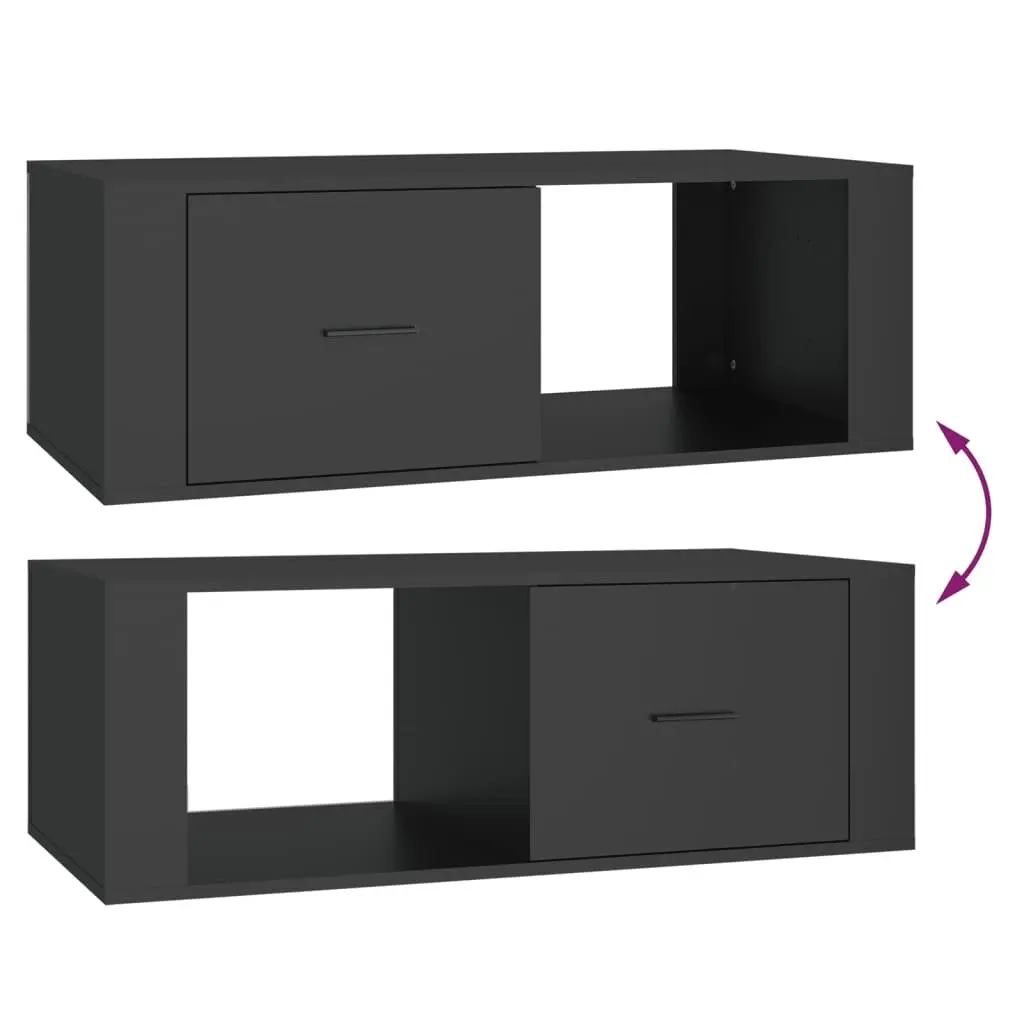 Coffee Table Black Storage Drawer Open Compartment Engineered Wood