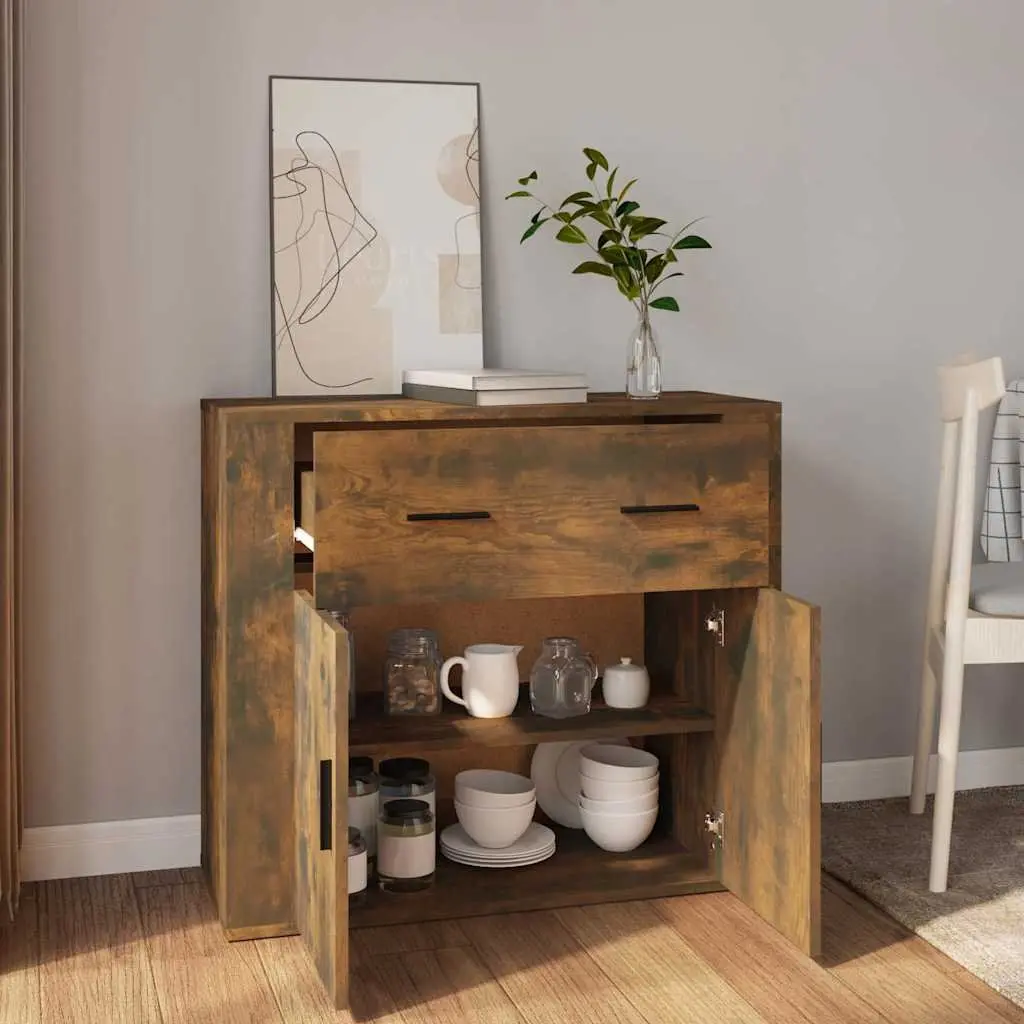 Sideboard Engineered Wood Storage Cabinet with Doors Drawers Brown 80x33x70cm