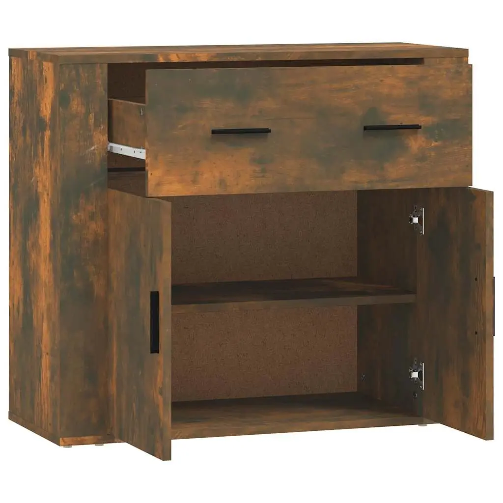 Sideboard Engineered Wood Storage Cabinet with Doors Drawers Brown 80x33x70cm