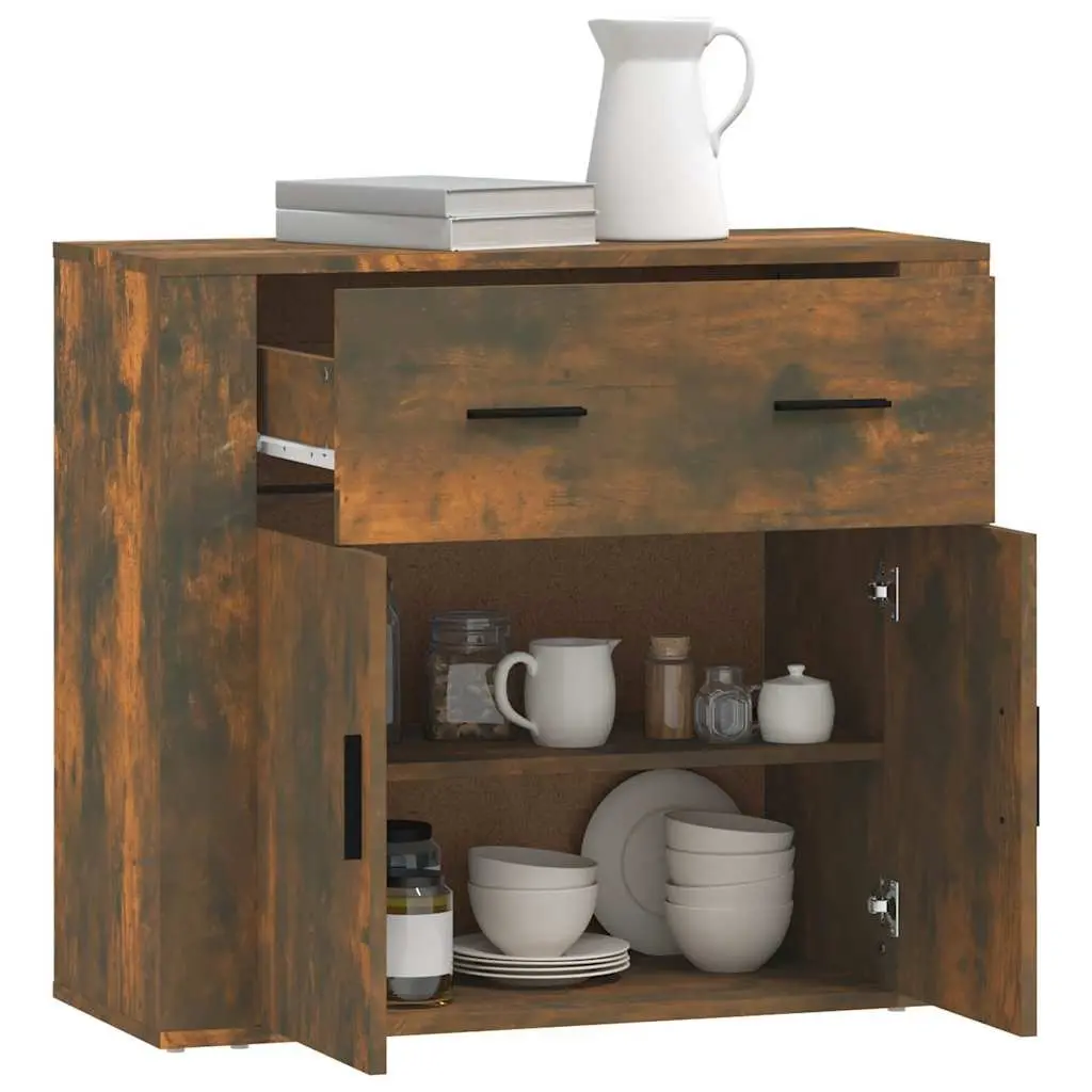 Sideboard Engineered Wood Storage Cabinet with Doors Drawers Brown 80x33x70cm