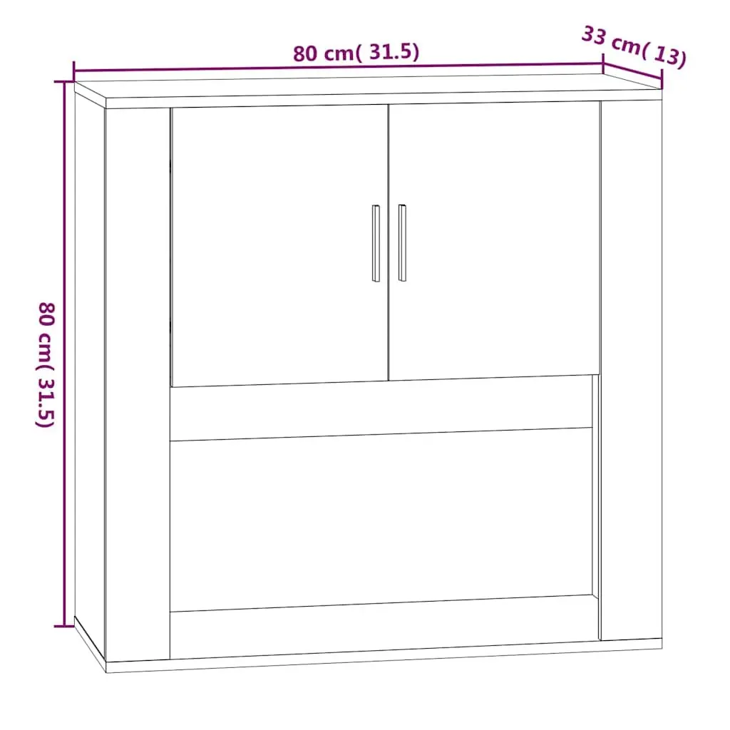 Wall Cabinet Grey Engineered Wood 80x33x80 cm Hanging Storage Organiser