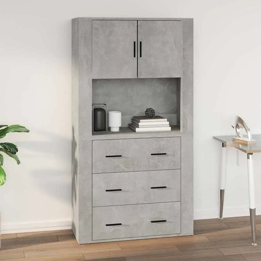 Wall Cabinet Grey Engineered Wood 80x33x80 cm Hanging Storage Organiser
