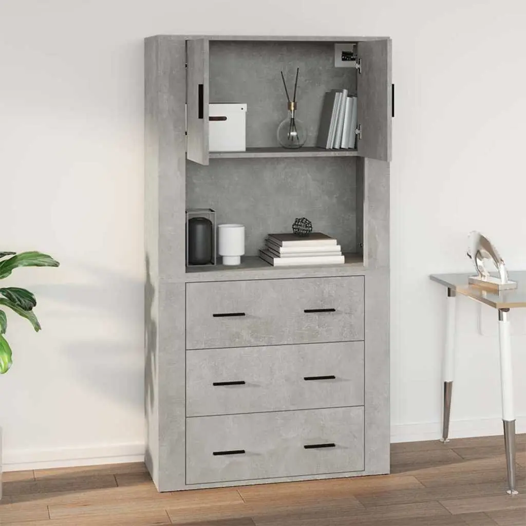 Wall Cabinet Grey Engineered Wood 80x33x80 cm Hanging Storage Organiser