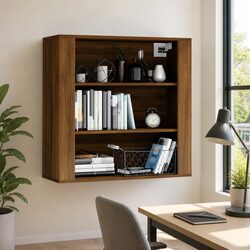 Wall Cabinet Brown Oak 80x33x80 cm Storage Shelves Engineered Wood Hanging