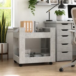 Desk Trolley Grey 60x45x60 cm Storage Cart with Castors Office Organiser