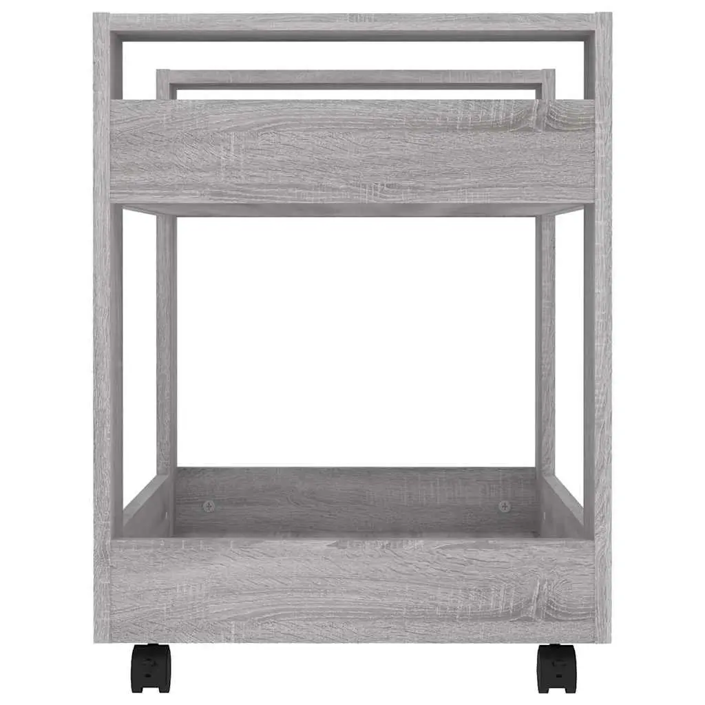 Desk Trolley Storage Cart 2 Shelf Engineered Wood Grey Sonoma Mobile Office