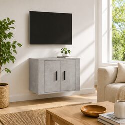 Wall Mounted TV Cabinet Grey Storage Unit Media Console Organiser Furniture