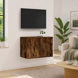 Wall Mounted TV Cabinet Brown Engineered Wood Storage Unit 57x34.5x40cm
