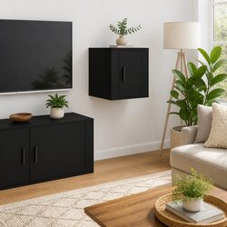 Wall Mounted TV Cabinet Black 40x34.5x40cm Storage Unit Display Organiser