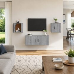 Wall Mounted TV Cabinet Grey Sonoma 40x34.5x40cm Storage Unit Media Display