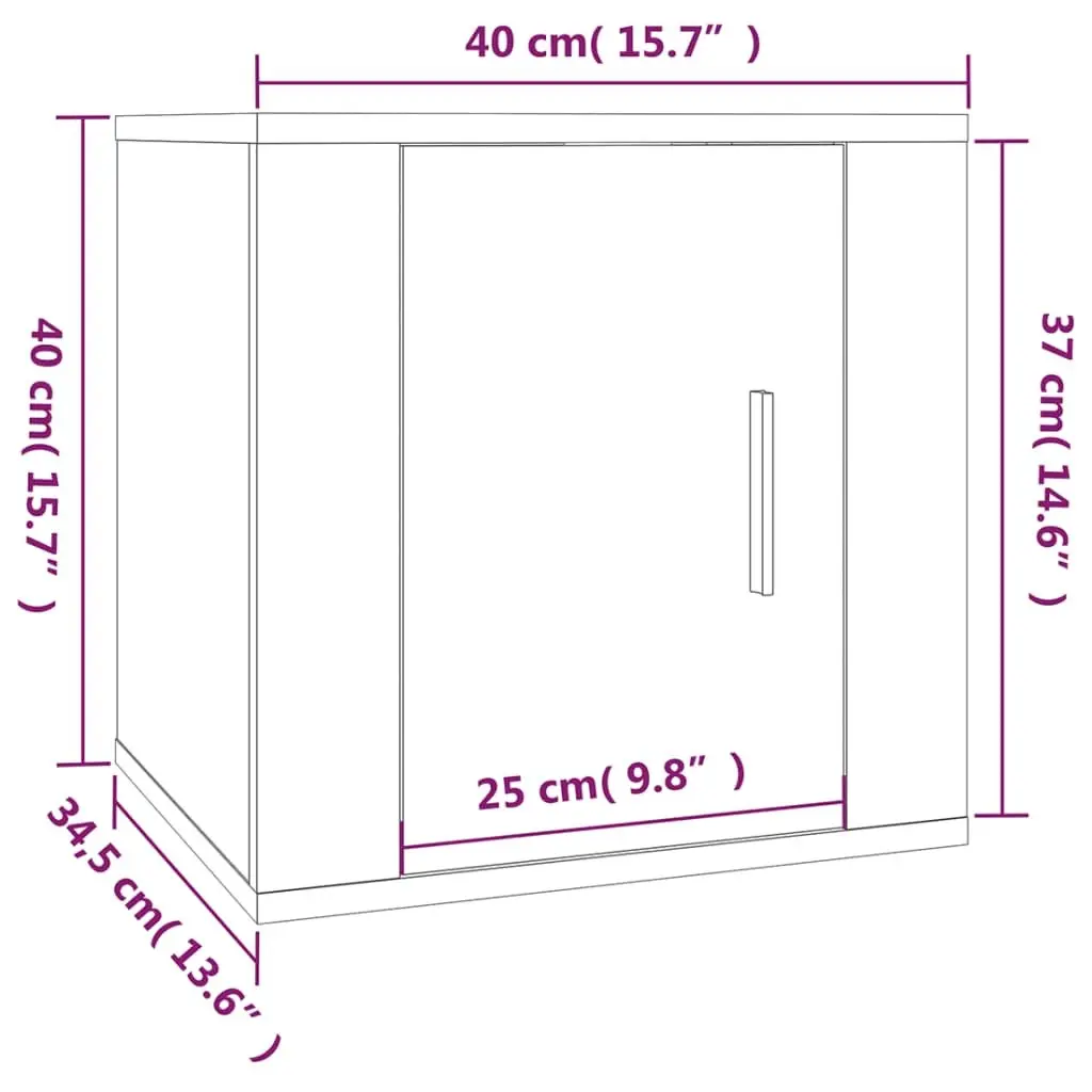 Wall Mounted TV Cabinet 2 pcs Brown Oak Storage Media Unit Organiser Display