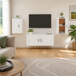 Wall Mounted TV Cabinet White Storage Unit 40x34.5x60 cm Media Display Shelf