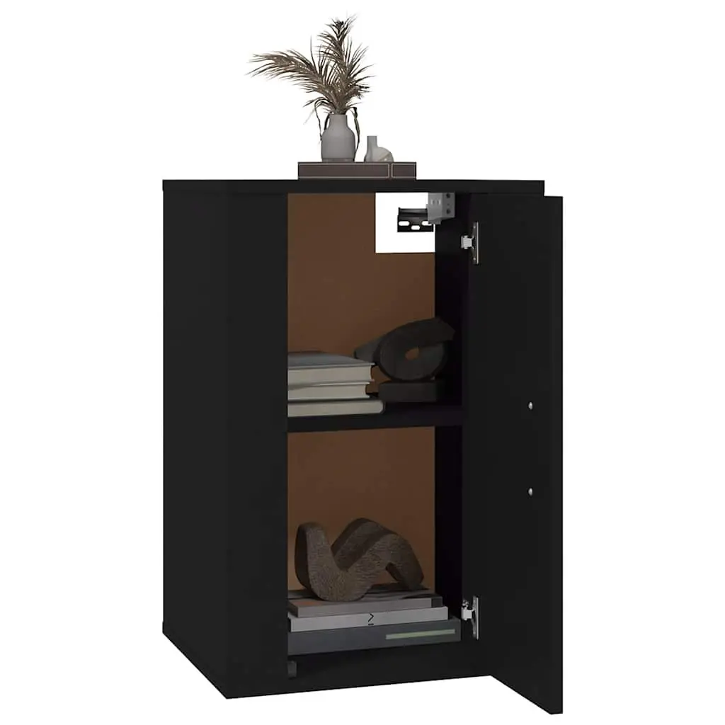 Wall Mounted TV Cabinet Black Storage Unit Media Organiser Display Shelf