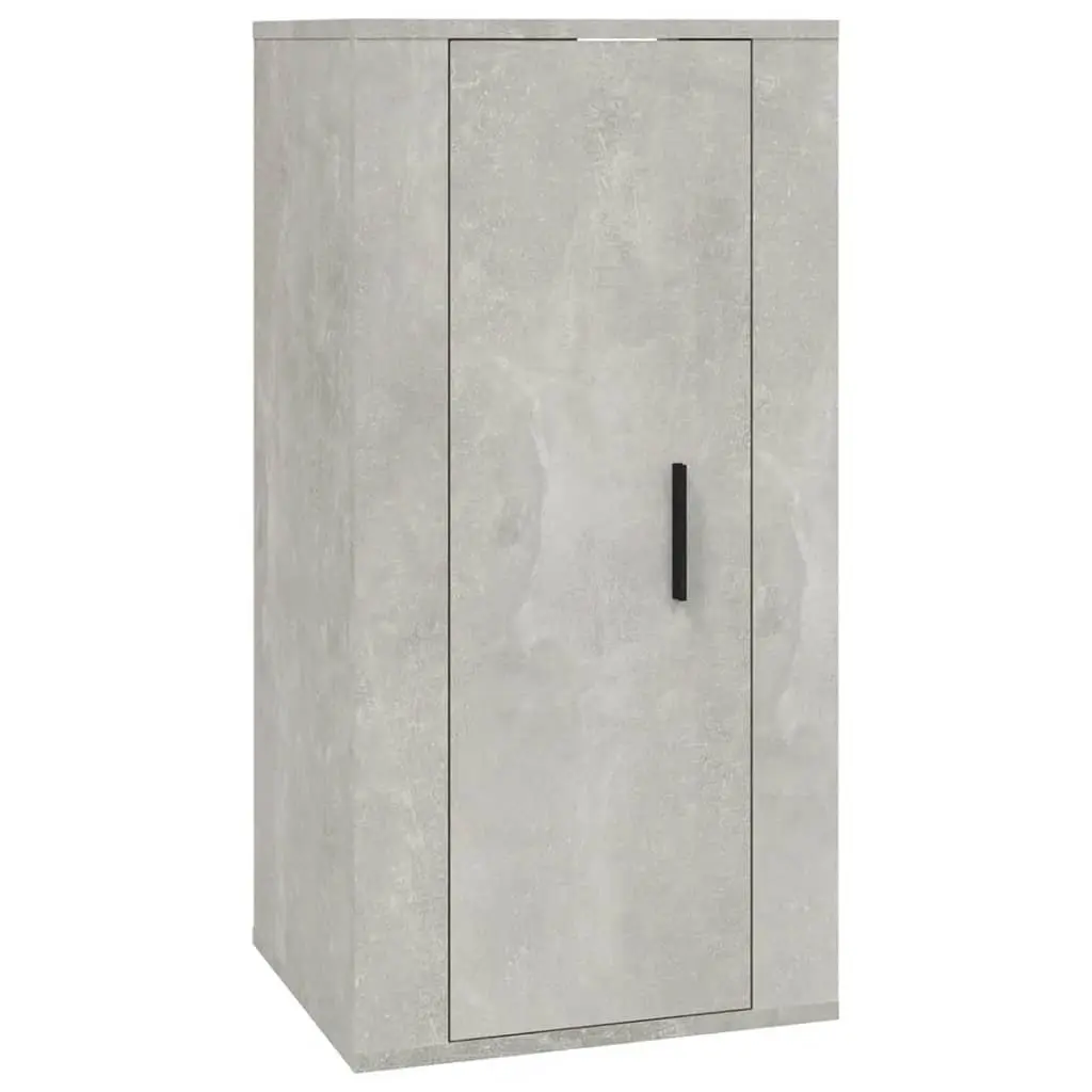 Wall Mounted TV Cabinet Grey Engineered Wood 3 Compartments Storage Unit