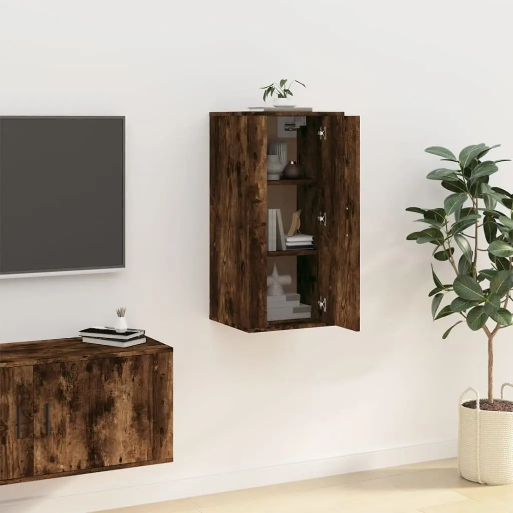Wall Mounted TV Cabinet Storage Unit Engineered Wood Brown 40x34.5x80 cm