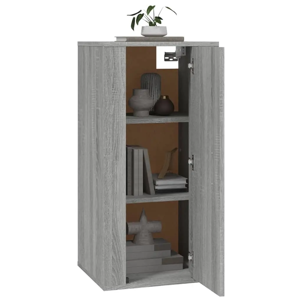 Wall Mounted TV Cabinet Grey Media Unit 3 Compartments Engineered Wood Storage Organiser