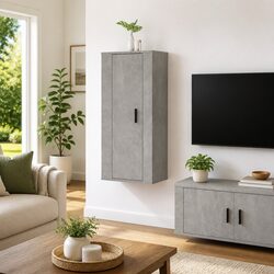 Wall Mounted TV Cabinet Grey 40x34.5x100cm Media Storage Unit 3 Compartment