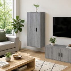 Wall Mounted TV Cabinet Grey Sonoma 40x34.5x100cm Storage Unit Media Stand