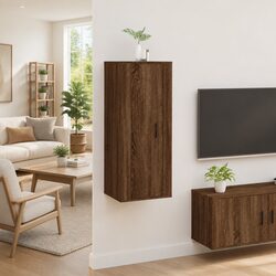 Wall Mounted TV Cabinet Brown Oak 40x34.5x100cm Media Storage Unit