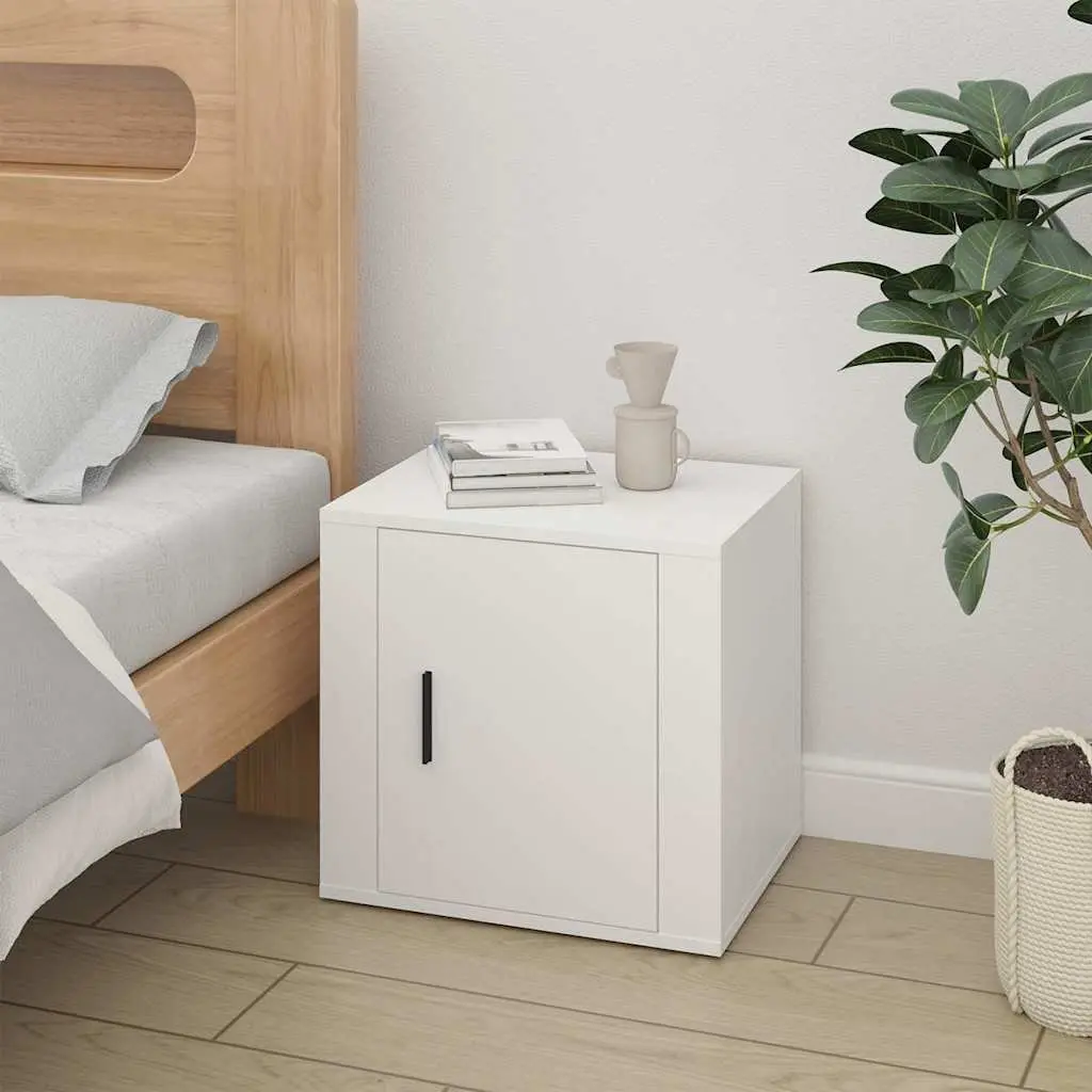 Bedside Cabinets 2 pcs White Engineered Wood Storage Table 50x39x47cm