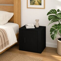 Bedside Cabinet Black Storage Organizer Bedroom Furniture Side Table Nightstand
