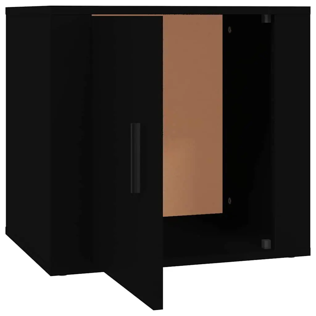 Bedside Table Black Storage Organizer Engineered Wood 50 x 39 x 47 cm