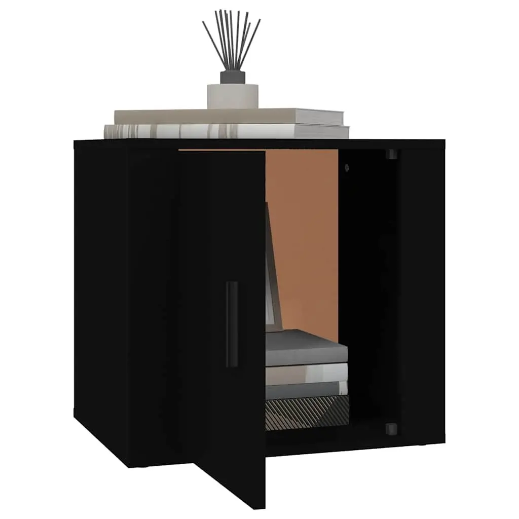 Bedside Table Black Storage Organizer Engineered Wood 50 x 39 x 47 cm
