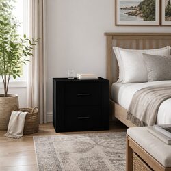 Bedside Cabinet Storage Black Nightstand Bedside Table Furniture 50x39x47cm