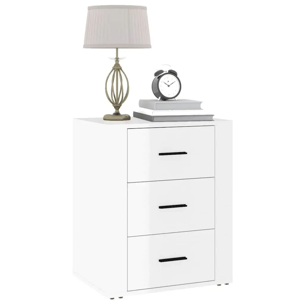 Bedside Cabinet 3 Drawer Storage Table 50x36x60cm High Gloss White