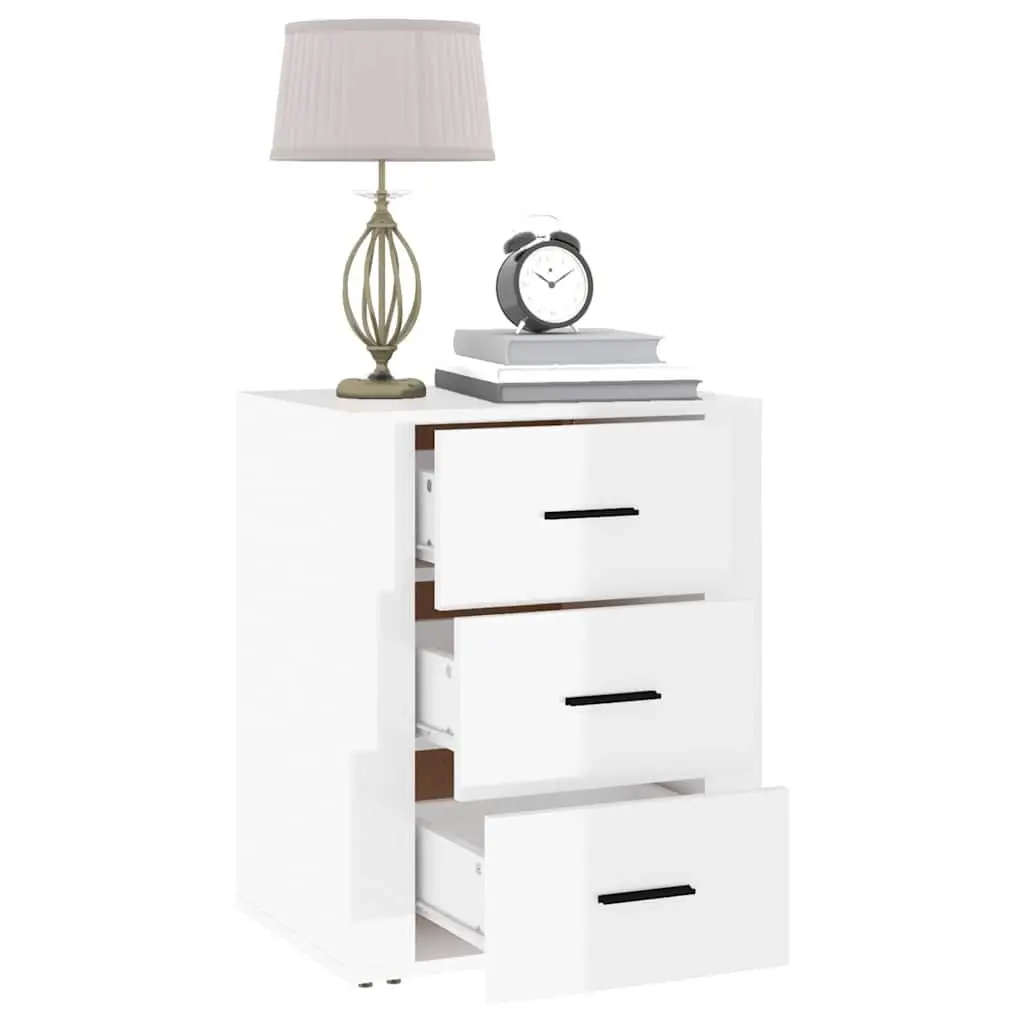 Bedside Cabinet 3 Drawer Storage Table 50x36x60cm High Gloss White