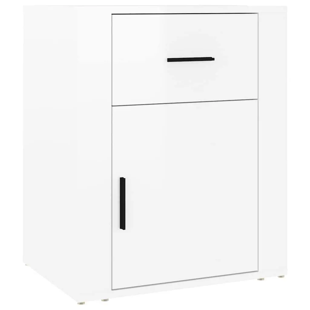 Bedside Table High Gloss White 50x36x60 cm Nightstand with Drawer